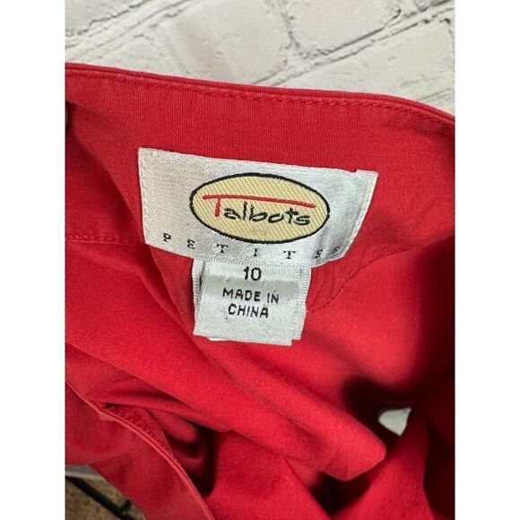 TALBOTS red cotton embroidered A-line unlined skirt size 10 Petites - Picture 6 of 7